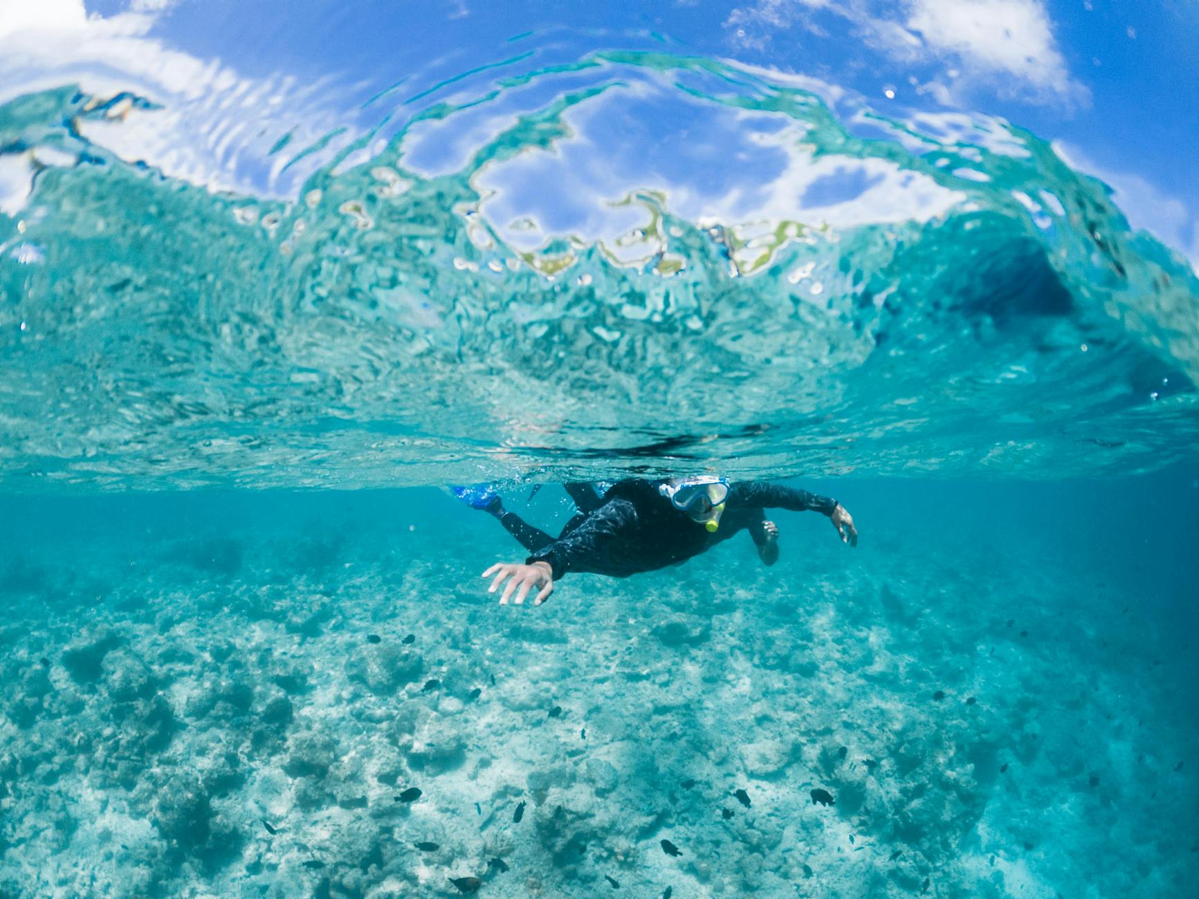 Crete Boat Tours anonymous snorkeler swimming in azure seawater
