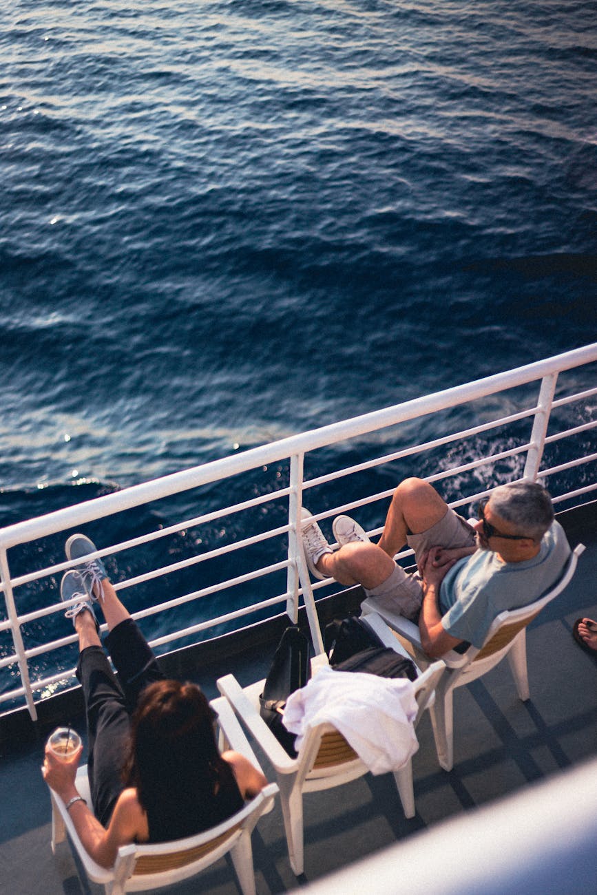 Sunset Cruise Rethymno couple sitting on a deck